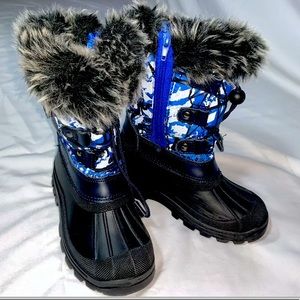 3M Insulated insulation Kids Boys Snow Boots Faux Fur Lined Winter Ski Boots